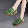 Sandali piatti intrecciati in vera pelle Scarpe da donna romane comode casual traspiranti vuote