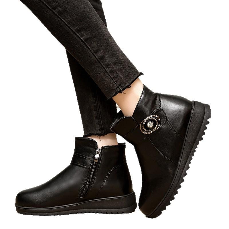 Winter leather velvet warm cotton shoes casual outdoor snow boots cotton shoes