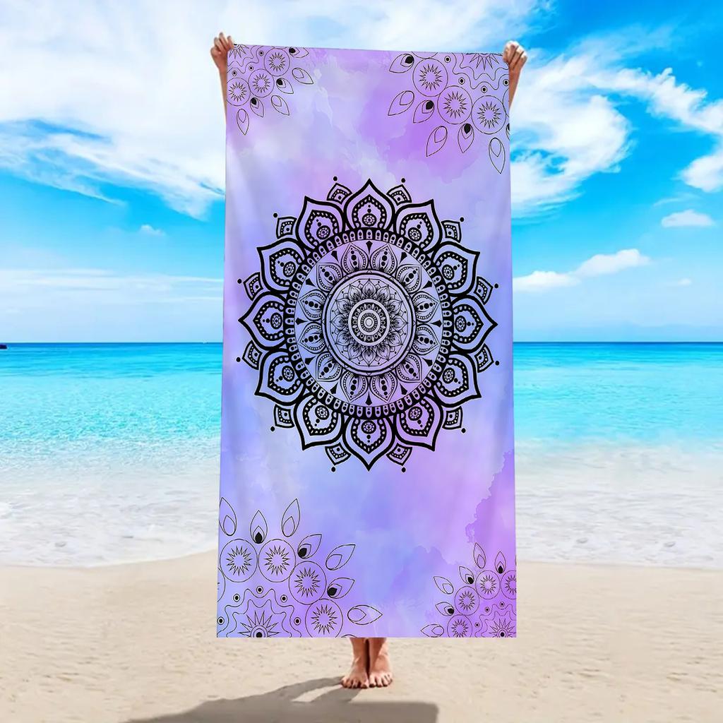 1 Stück Ultrafein Faser farbiges Mandala bedrucktes Strandtuch, Bohemian schnell trocknendes saugfähiges Strand Schwimmtuch, Handtuch