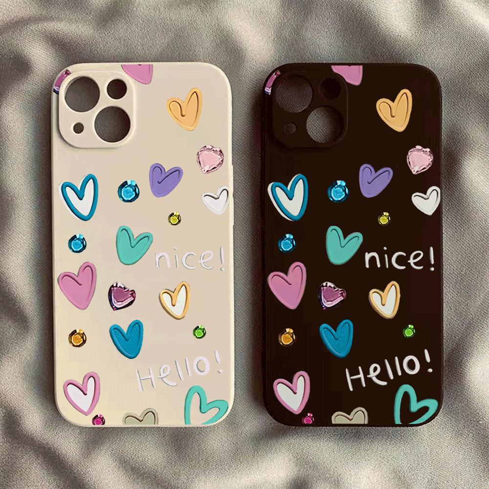 Graffiti Love Silicone Phone Case for IPhone 14 15 16 Plus for IPhone 13 14 15 12 11 16 Pro Max 12 Mini XS Max TPU Protect Cover