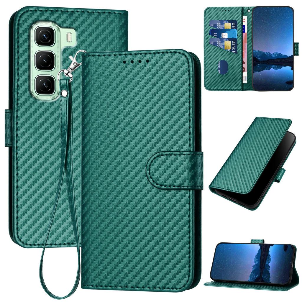 YX0070 For Infinix Hot 50 5G Wallet Case Carbon Fiber Texture Leather Cell Accessories Phone Cover