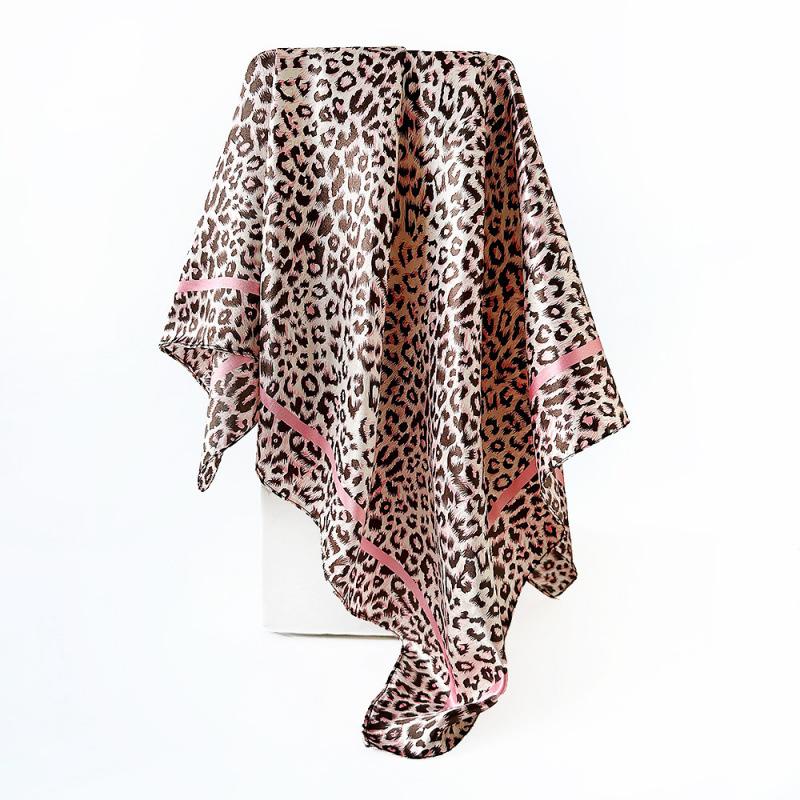 Leopard Print Silk Scarf 90 Artificial Silk Square Scarf Women's Satin Square Scarf Scarf Moslin Bag Headscarf