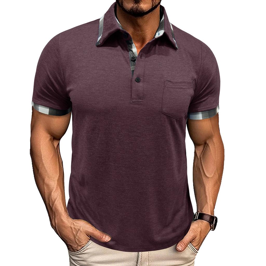 Men's Casual -color Outdoor Sportswear, Men's Lapel Pocket Short-sleeved Top