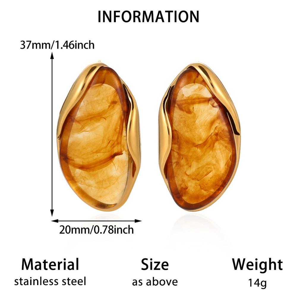 Stainless Steel Resin Amber Earrings Lightweight Hypoallergenic Acrylic Teardrop Earrings Translucent Drop Hoops Translucent