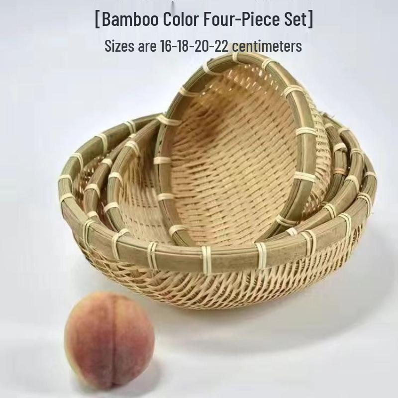 Handmade Bamboo Weaving Tray: Round, No Holes, Ideal for Drying and Storage of Vegetables and More