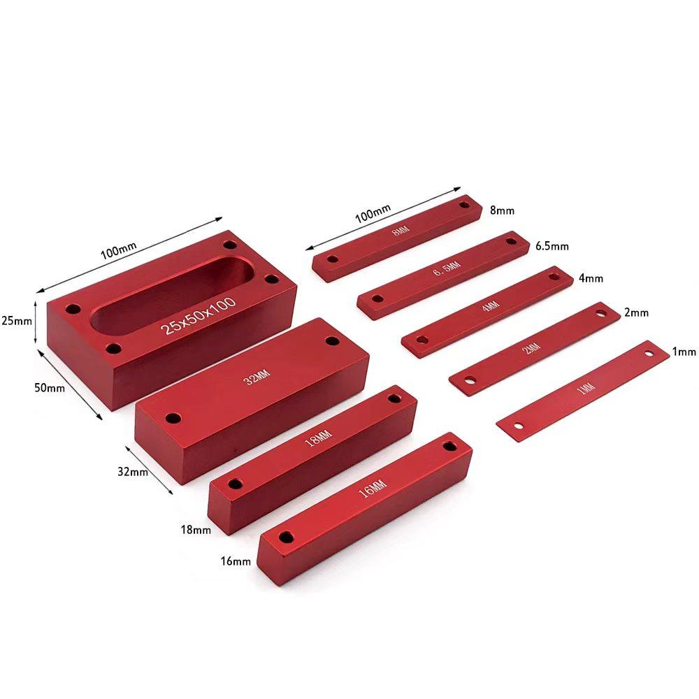 

9 Pcs Metric Setup Blocks Height Gauge Set - Precision Setup Bar Blocks w/ Size Markings - Stackable Woodworking Measuring Bars червоний