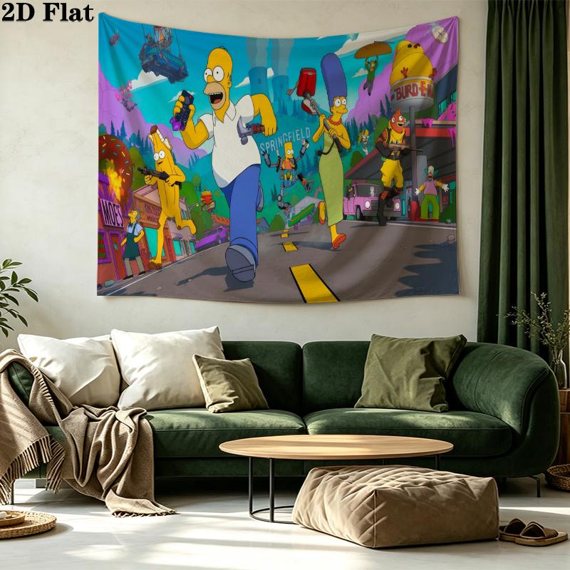 The Simpsons Wall Tapestry Aesthetic Wall Hanging Printed Fabric Blanket Decorative Tapestries for Bedroom Living Room Home Decor