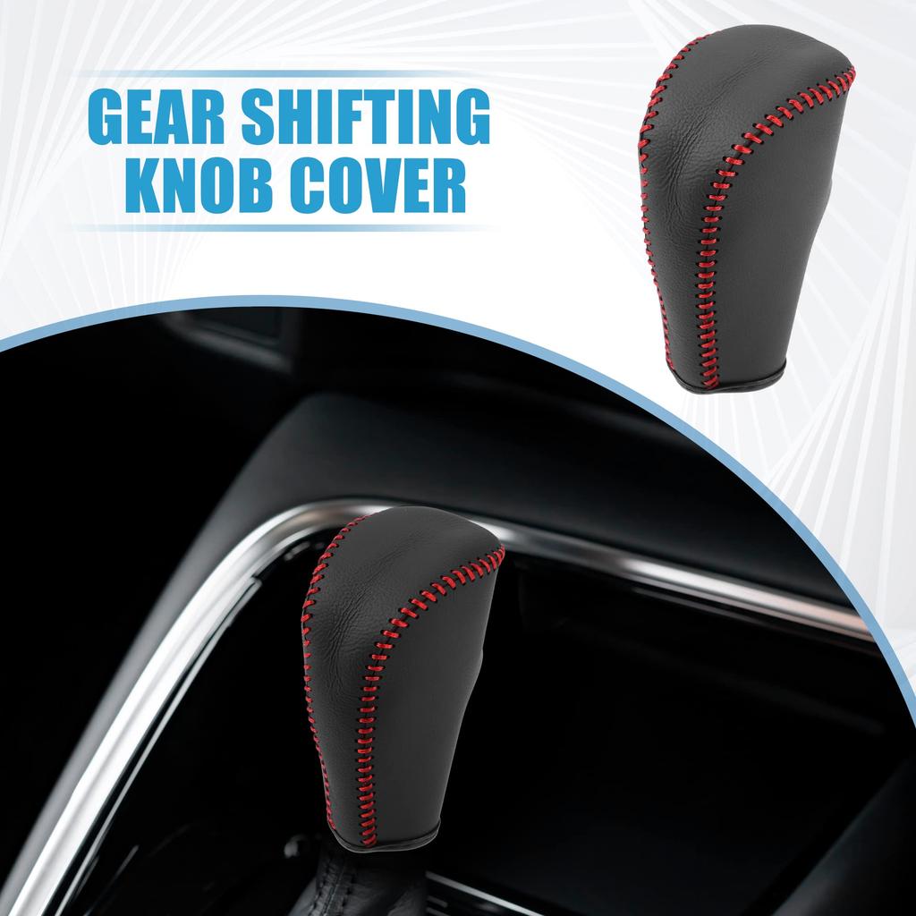 A ABSOPRO Automatic Transmission Gear Shift Knob for PU Leather Scratch Heat Style Enhancement Cover, Red, 1pc, Driving, Material, Protection,