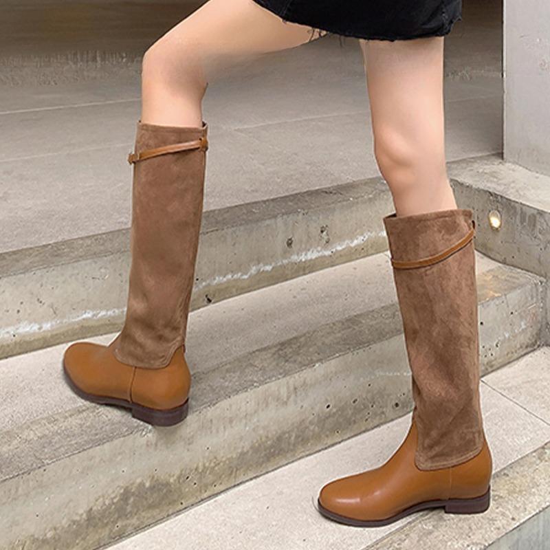 Stivali Alti di Qualità per Donna Scarpe Piatte alla Moda Scarpe Eleganti da Donna Stivali Invernali Al Ginocchio Chelsea Comodi Botas De Mujer