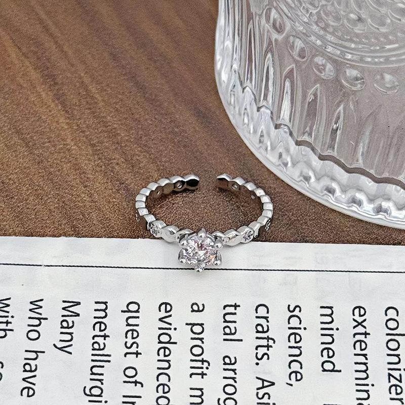Super Fairy Light Luxury High-End Purple Zircon Row Diamond Flower Opening Ring Niche Full Of Diamonds Sweet And Cool Personality Ring Woman