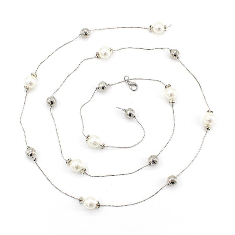 

Mei Mary Pearl-embellished fashionable sweet waist chain - delicate metal chain for women s dresses білий