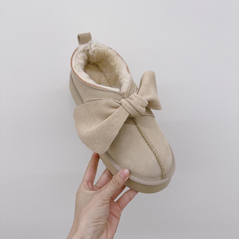 Women's Winter Bow-Head Cotton Slippers, Outdoor Velvet Thick-Soled Snow Boots.