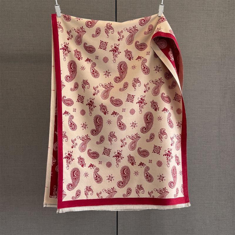 Herbst und Winter neuer vielseitiger hochwertiger Vollprint Kaschu-Jacquard-Schal Damen verdickter warmer Fransen-Schal