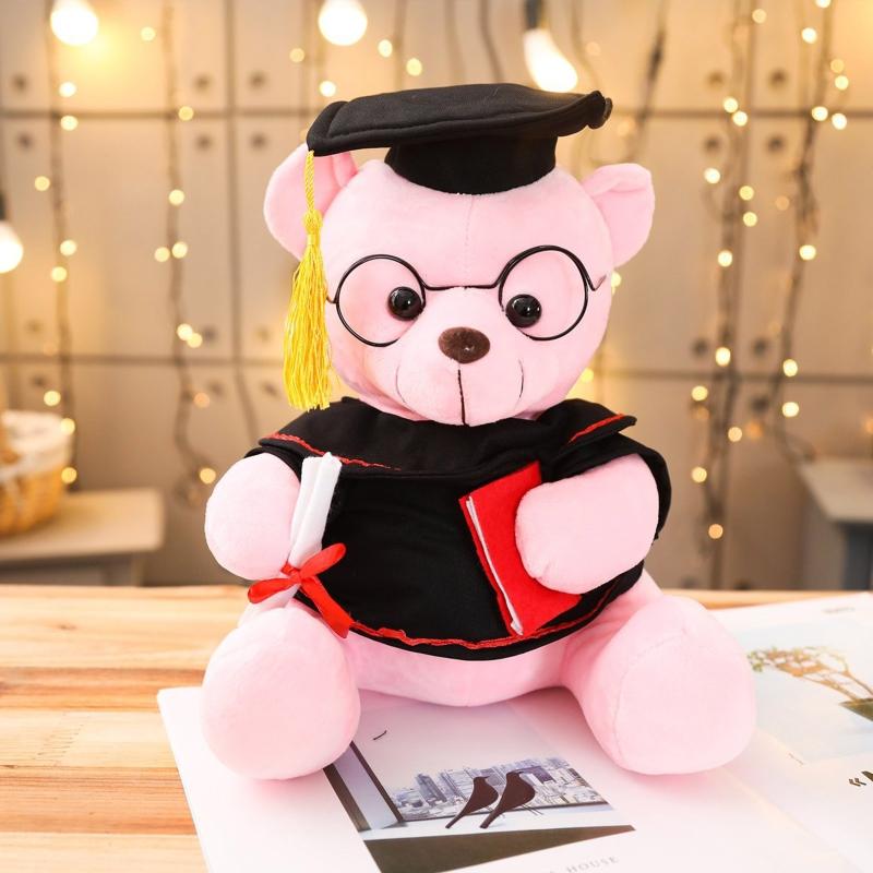 7/9’’ Academic Dress Bear Vivid Cuddleable Pillow Plush for Doll Emotion Appease Non-Deform Office Ornament Gear Store T