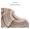 Women's Retro Fair Isle Cashmere Cardigan - Round Neck, Thick Knit, Elegant Autumn/Winter Wool Sweater