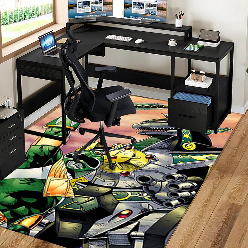 1pc Power Rangers Green Ranger Anime Cartoon Design Office Chair Mat Non-Slip Carpet Suitable for Home Decor Living Room Bedroom Game Room Gift All Se
