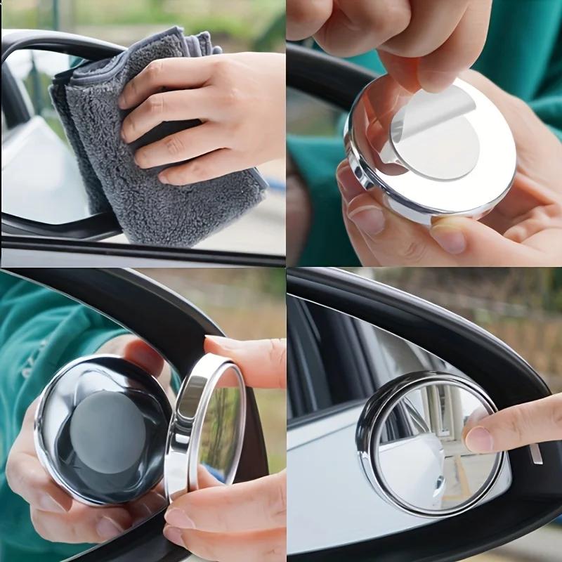 2Pcs Blind Spot Mirrors, Round HD Glass Convex 360° Wide Angle Side Rear View Mirror with ABS Housing for Cars SUV and Trucks