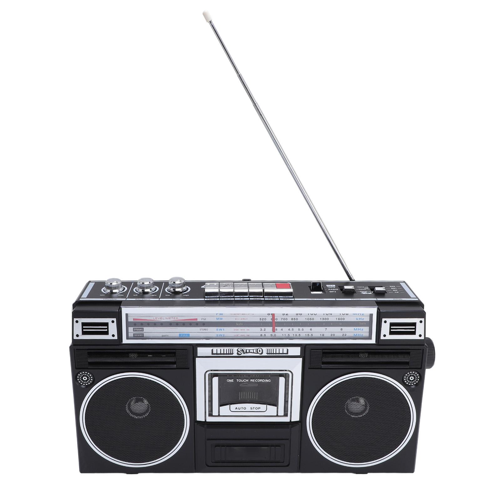 

Cassette Player Tape Recorder Bluetooth Portable FM MW SW1 SW2 Radio USB Cassette to MP3 Converter чёрный