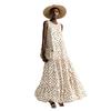 French Retro Polka Dot Sleeveless Chiffon Long Dress Round Neck Loose Pendulum Beach Vacation Cake Dress Summer