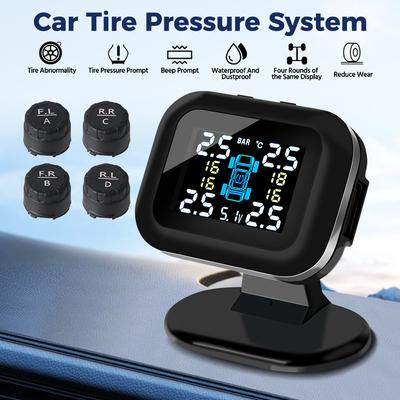 Wireless USB TPMS Mini sistema di monitoraggio della pressione dei pneumatici per auto Sistemi di allarme di sicurezza automatica con sensore esterno da 4 pezzi