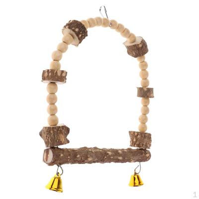 Natural Wooden Bird Perch Parrots Toys Stand Holder Cage Hanging
