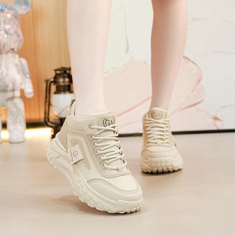 Wysokie Buty Sportowe Damskie na Grubym Spodzie Zwiększające Wzrost na Wiosnę/Jesień