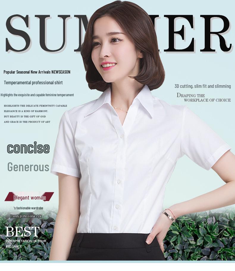 Damen Weiße Kurzarm Professionelle Bluse - Sommer 2023 Arbeitskleidung, Formell & Unisex-Design