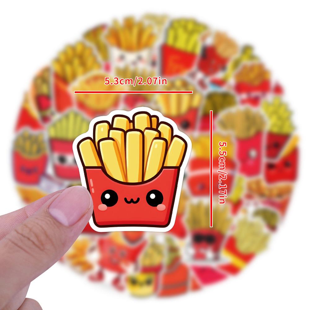 55 Graffiti-Style French Fries Stickers for Scooter & Computer - Waterproof Decoration