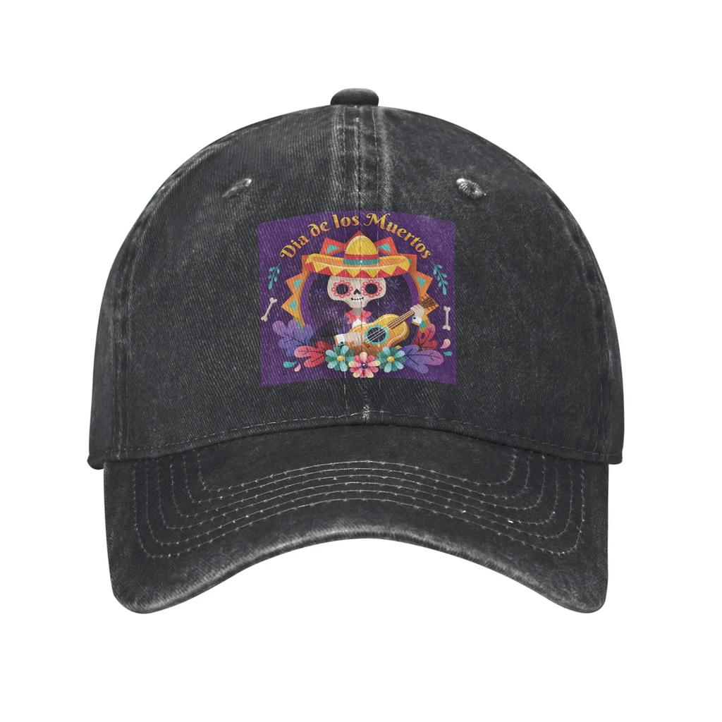 Mexican Sugar Skulls And Flowers Denim Cap Casual Baseball Caps Adjustable Hat Summer Unisex Baseball Hats