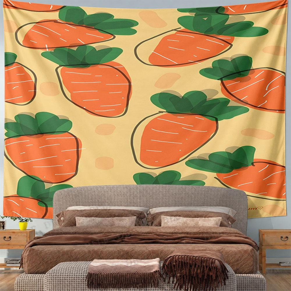 Playful Orange Carrot Pattern Design Pattern Wall Hanging Tapestry Decorative Tapestry Home Decor for Bedroom and Living Room