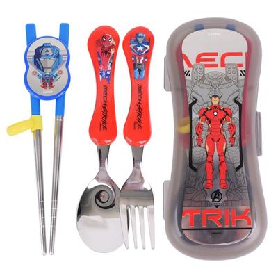 Lilpang Marvel Extreme Correction Chopsticks Spoon Fork Case Set MV7222, Mac Strike, Spoon+fork+chopsticks+case, 1 Set, Korean Popular Tableware