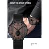 Hannah Martin Men's Ultra-Thin Black Watch Waterproof Fashion Stainless Steel Band Walnut Wood