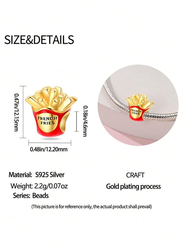 Charms Plata Copper Colors Delicious Food Pizza Roast Chicken Bead Pendant For Original Bracelet For Women Diy Jewelry Love Gift