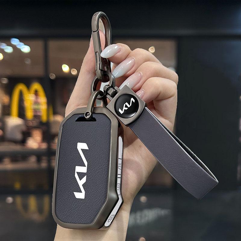Leather Style Car Logo Remote Key Case Protection Cover Shell For Kia Sportage Ceed Xceed Sports K5 Seltos 2019 2020 2022 2023