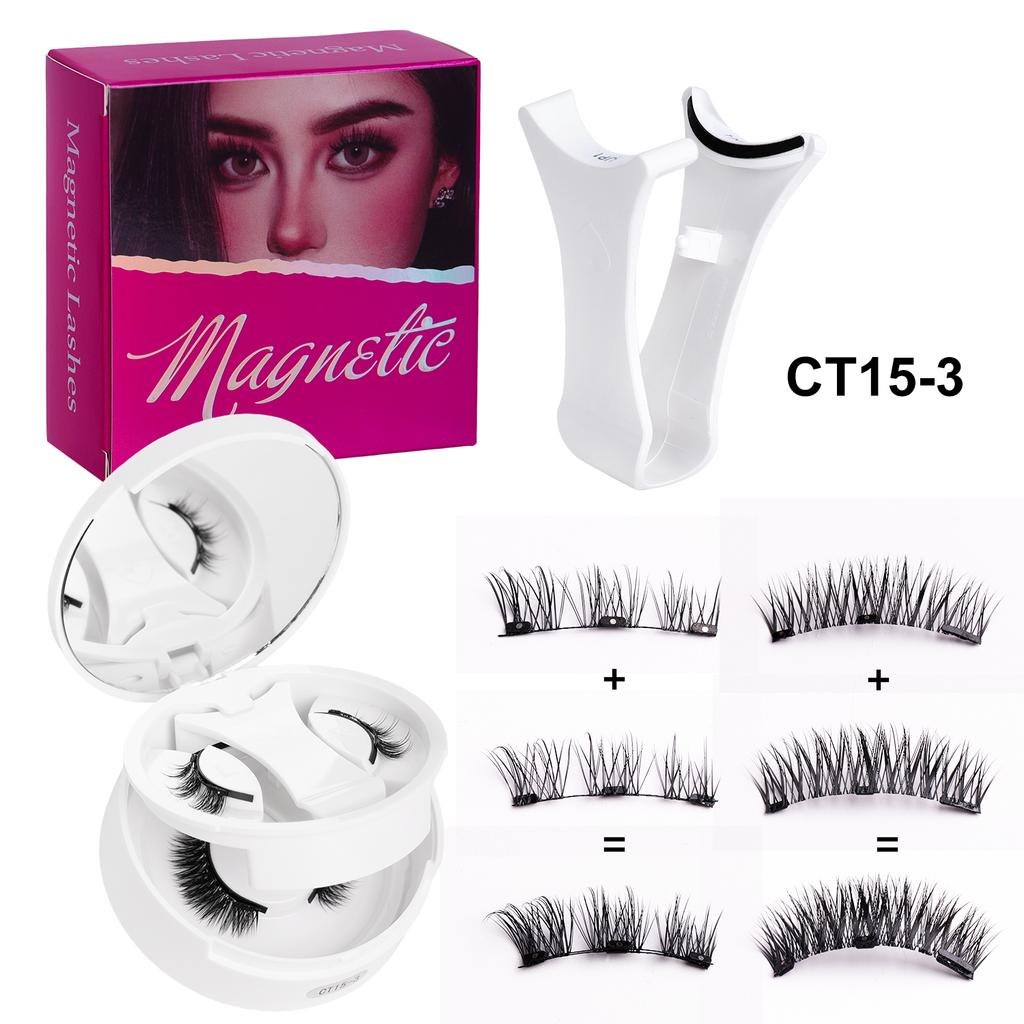 2-Pair Reusable Magnetic Eyelash Set, Easy-to-Use Eyelash Extension Tool, Natural Curler, False Eyelashes with Magnetic Tweezers