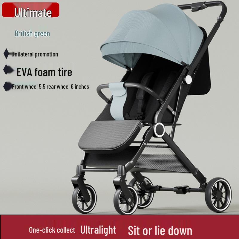 Two-way, Three-position Stroller: Sit or Lie, One-click Fold, Ultra-light, Portable Four-wheel Outdoor Baby Carriage.