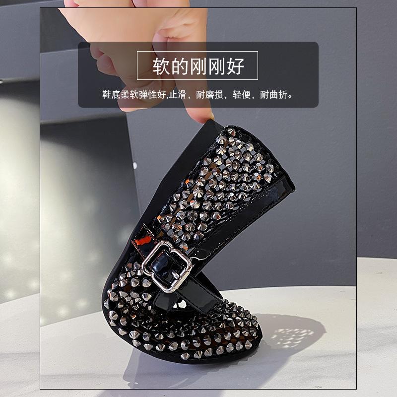 Hollow and breathable full diamond Mary Jane shoes for women's 2025 summer new temperament French flat soft sole with skirt light mouth single shoes