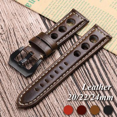 Bracelet de montre vintage en cuir de vachette Bracelet de montre en cuir véritable Femmes Hommes Mode Bracelet de montre Ceinture avec boucle ardillon 20 mm 22 mm 24 mm