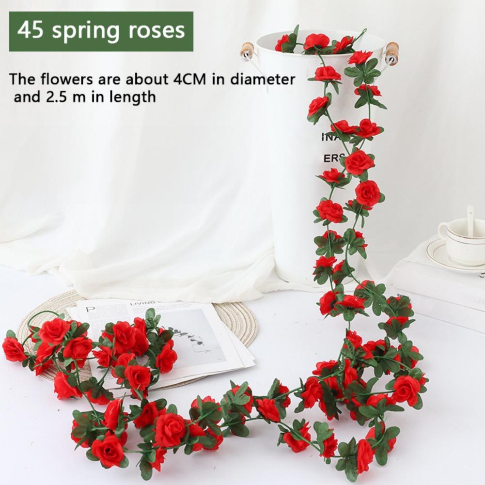 1PC Artificial Flowers Vine 45pcs / 69pcs Rose Fake Flower DIY Wedding Decoration Home Room Decor Wall Hanging Garland Plant