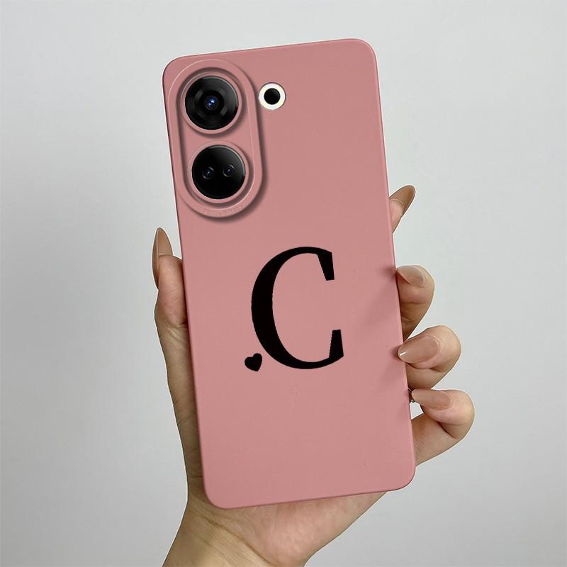 Case For Tecno Camon 20 Pro 4G Cute Initial Letters Liquid Soft Silicone Cover Shell For Tecno Camon 20 Pro CK7n CK6 CK6n Coque