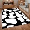 Modern Abstract Area Rug Black White Cow Print Pattern Non Slip Floor Mat For Living Room Bedroom Contemporary Home Decor Carpet