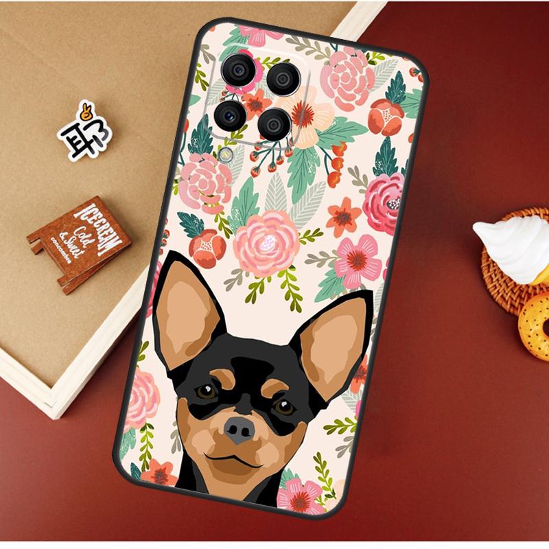 Chihuahua Face Floral Dog Case For Samsung Galaxy M55 M35 M15 M56 M36 M16 M06 M31 M13 M33 M53 M12 M32 M52 M14 M34 M54