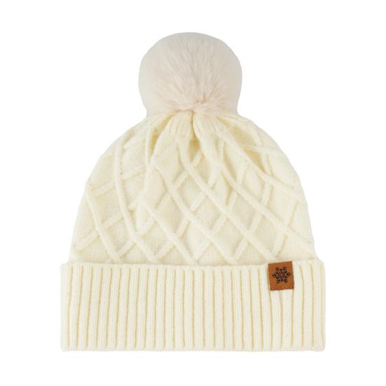 Women Winter Knitted Hat with Faux Fur Pom Pom Ball