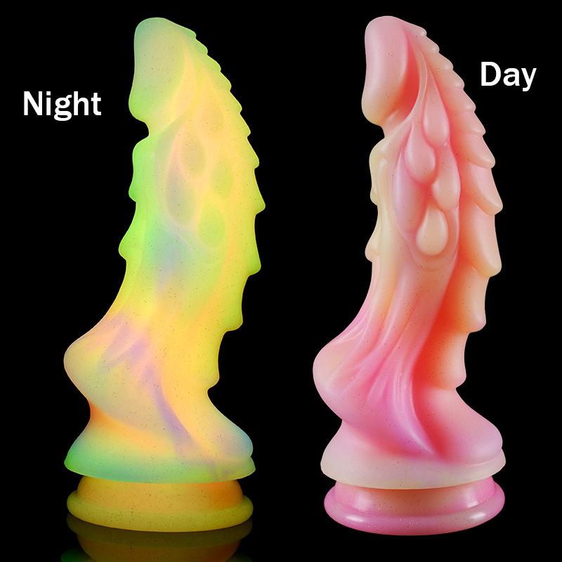 Luminous Dildo Anal Women Men Colourful Night Glow Dildo Penis Huge Dragon Monster Dildo Butt Plug Adult Sex Toy