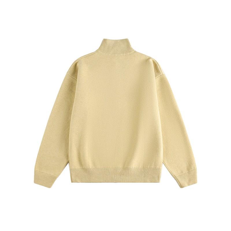 Unisex Oversized Knit Cardigan With Stand Collar Casual Loose Fit Pullover Fall Youth Fashion