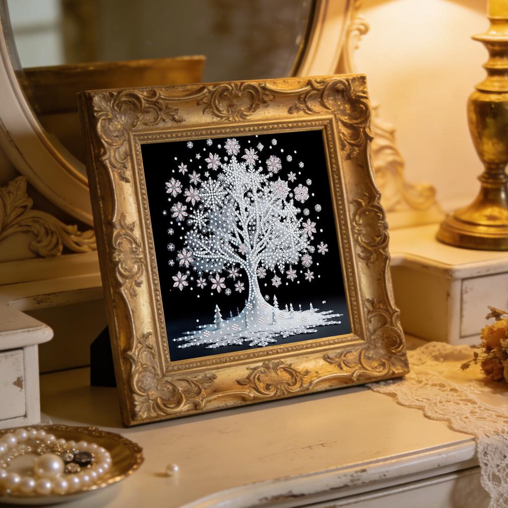 Winter Tree Special Shaped 5D DIY Partial Drill Gem Art Diamond Painting Kits for Adults/Beginners Gift Idea Home Decor 30x30cm