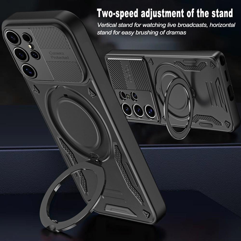 For Samsung Galaxy S25 Ultra Magnetic Case Shockproof TPU + PC Phone Back Cover with Kickstand