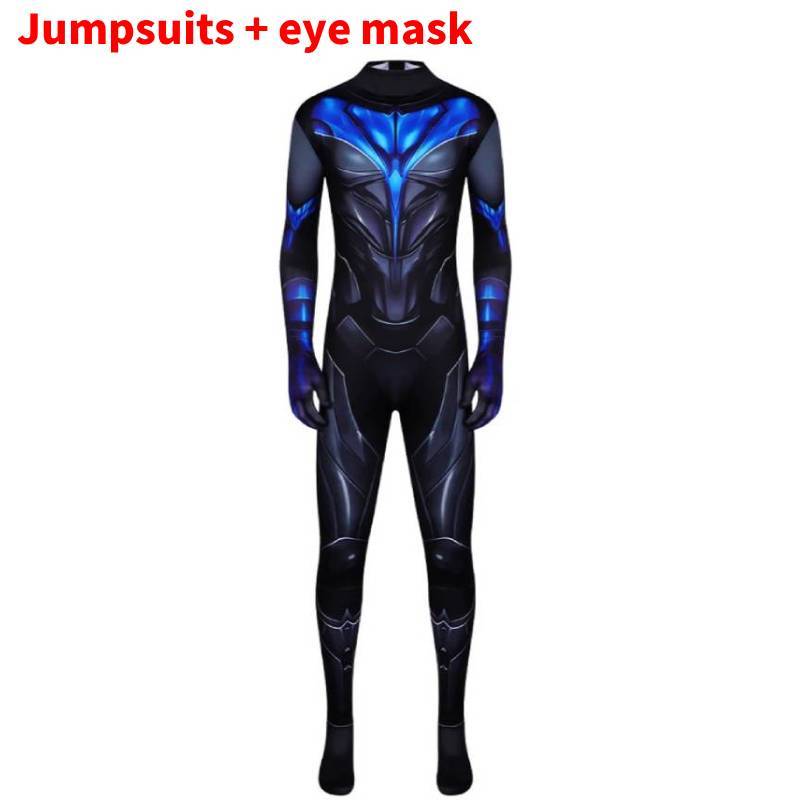 Costume Cosplay di Nightwing dei Titani in Tessuto Misto Cotone per Role Play Anime