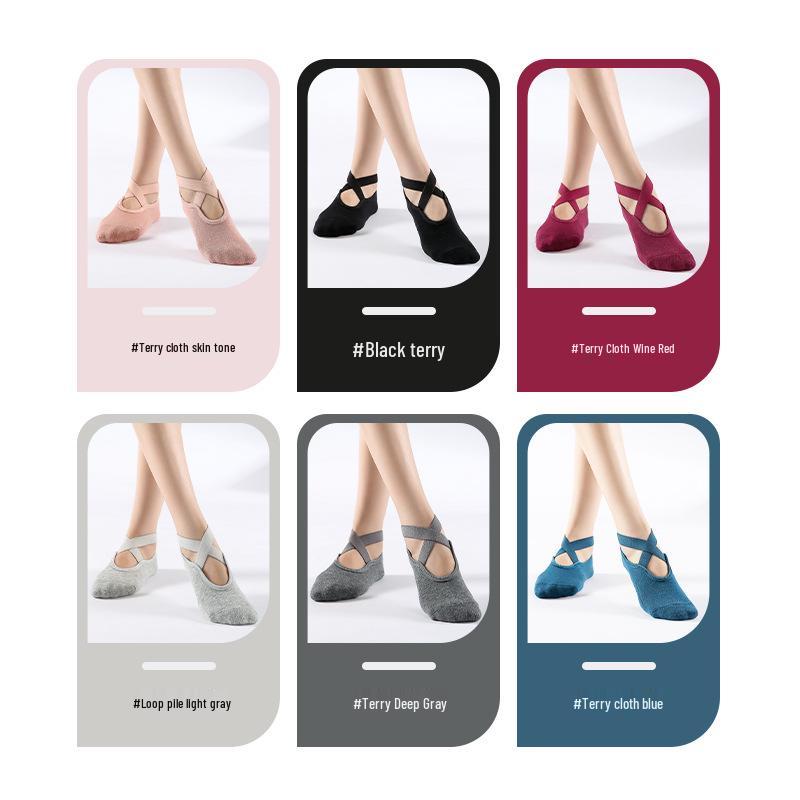 Rutschfeste Damen-Socken für Yoga & Pilates mit Kreuzriemen für Herbst/Winter
