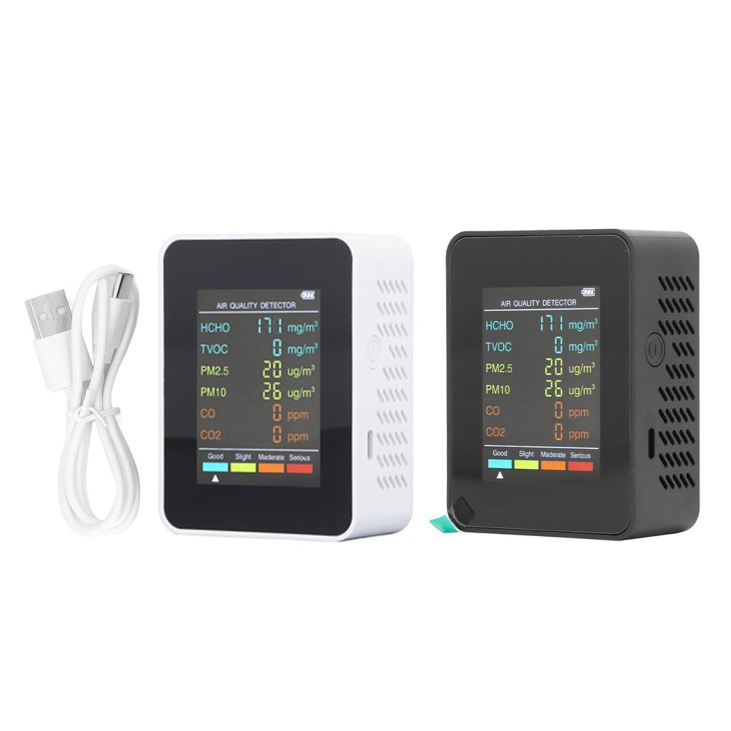 Air Quality Tester Accurate Indoor CO2 Monitor ABS Multifunctional USB Charging Backlight LCD Screen  for Office